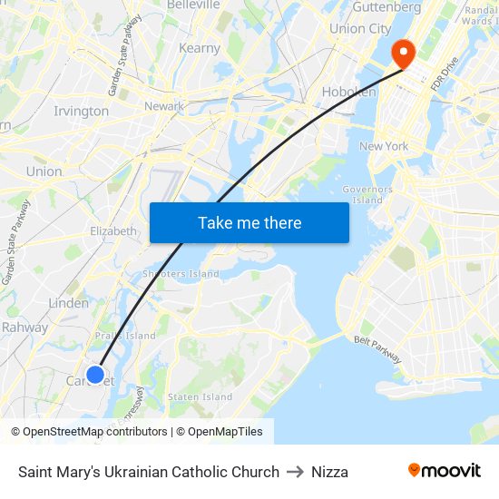Saint Mary's Ukrainian Catholic Church to Nizza map