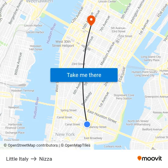 Little Italy to Nizza map