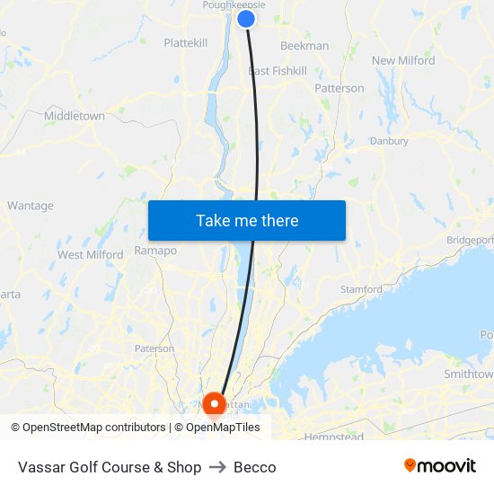 Vassar Golf Course & Shop to Becco map