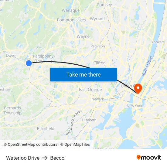 Waterloo Drive to Becco map