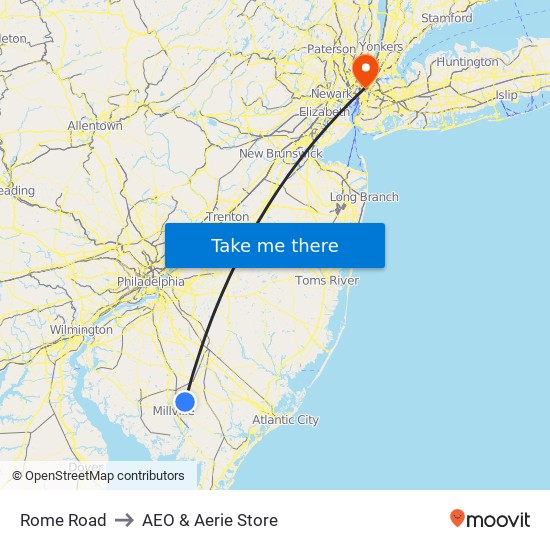 Rome Road to AEO & Aerie Store map