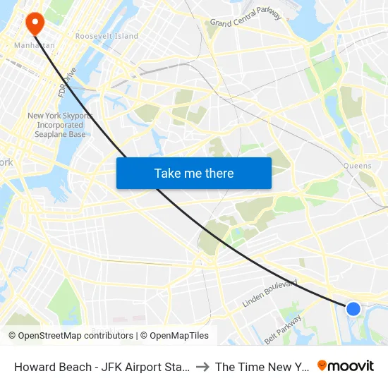 Howard Beach - JFK Airport Station to The Time New York map