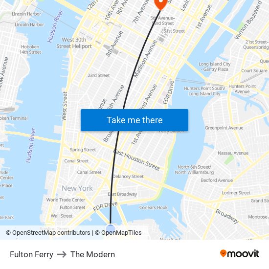 Fulton Ferry Station to The Modern map