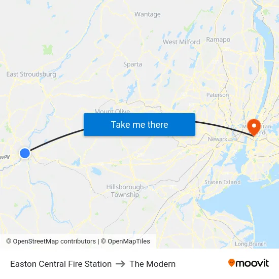 Easton Central Fire Station to The Modern map