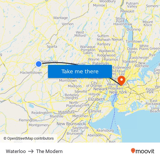 Waterloo to The Modern map