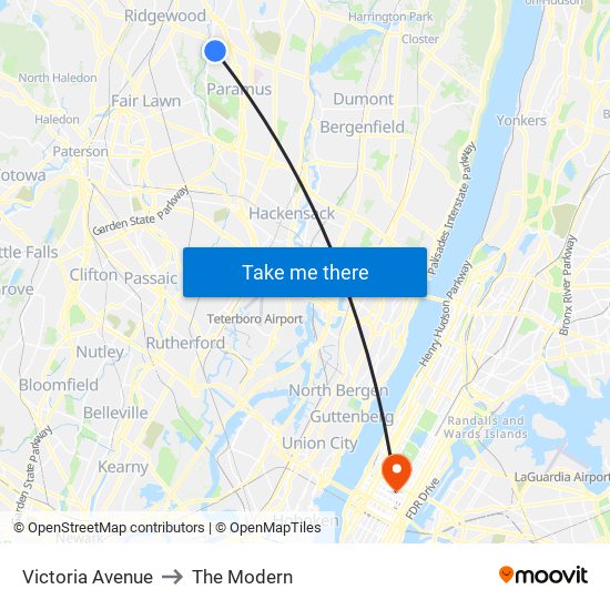 Victoria Avenue to The Modern map