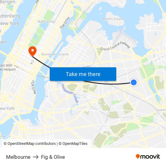Melbourne to Fig & Olive map