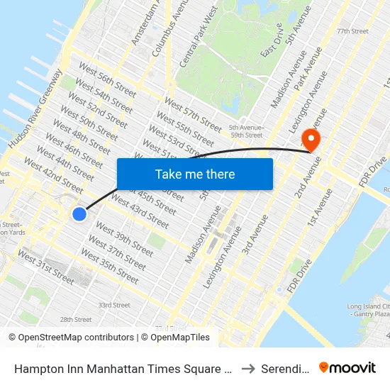 Hampton Inn Manhattan Times Square South New York to Serendipity 3 map