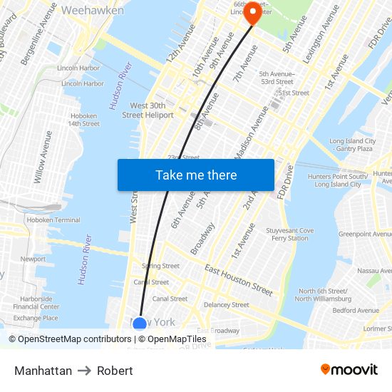 Manhattan to Robert map