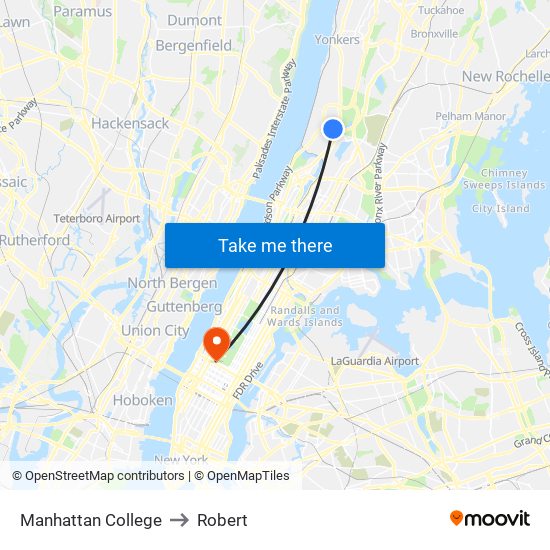 Manhattan College to Robert map