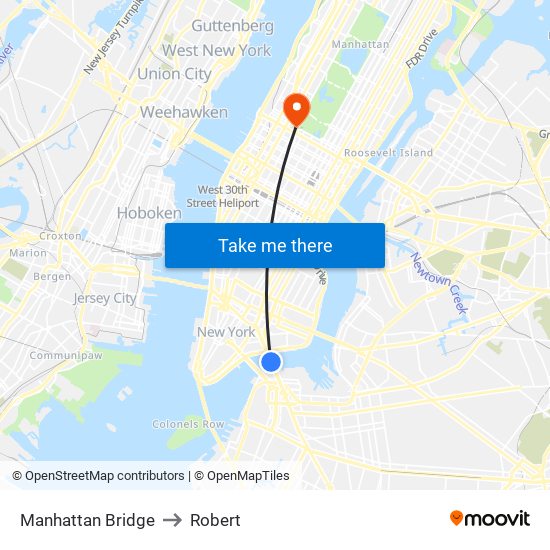 Manhattan Bridge to Robert map