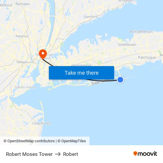 Robert Moses Tower to Robert map