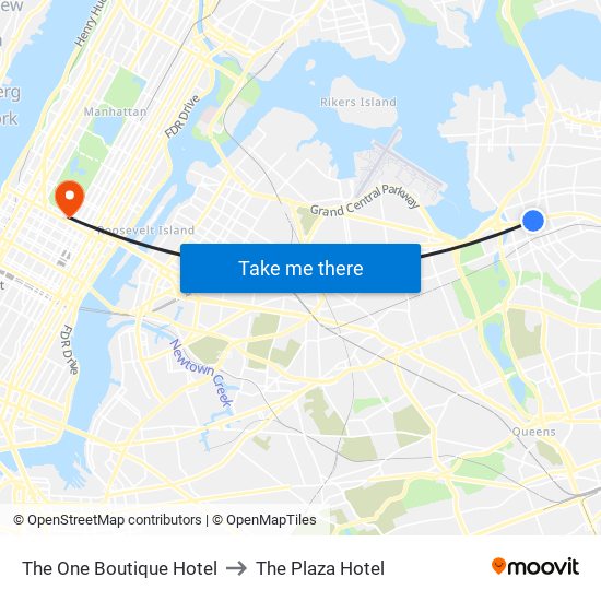 The One Boutique Hotel to The Plaza Hotel map