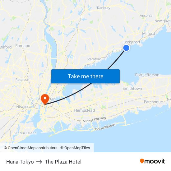 Hana Tokyo to The Plaza Hotel map