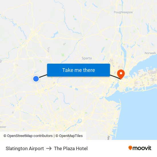 Slatington Airport to The Plaza Hotel map