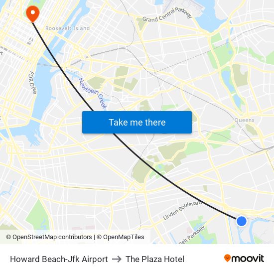 Howard Beach-Jfk Airport to The Plaza Hotel map