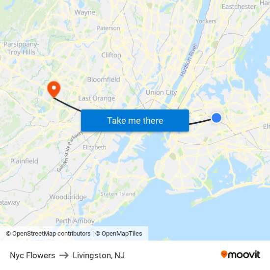 Nyc Flowers to Livingston, NJ map