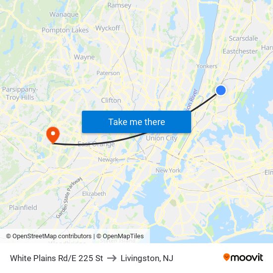 White Plains Rd/E 225 St to Livingston, NJ map