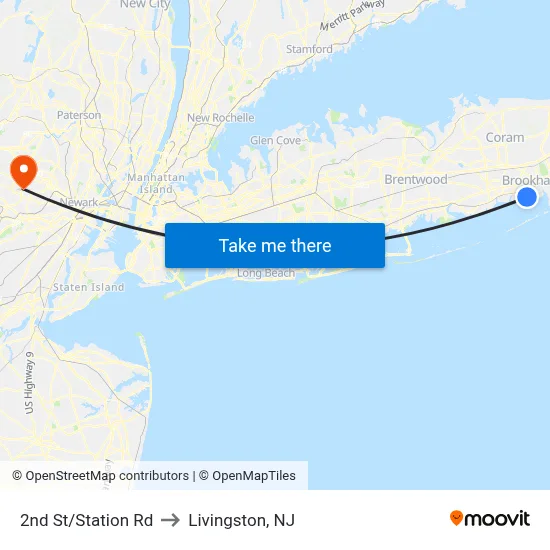 2nd St/Station Rd to Livingston, NJ map
