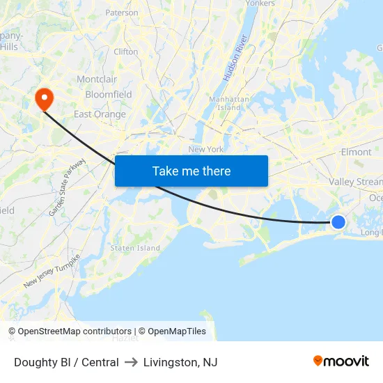 Doughty Bl / Central to Livingston, NJ map