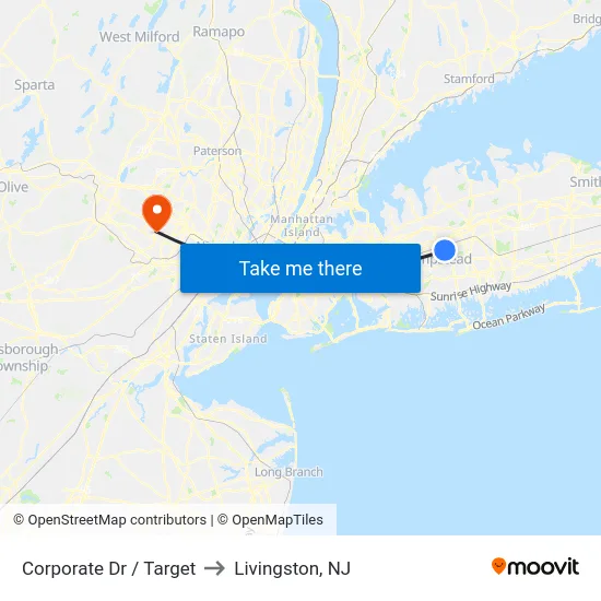 Corporate Dr / Target to Livingston, NJ map