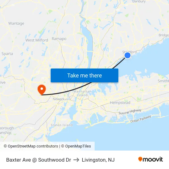 Baxter Ave @ Southwood Dr to Livingston, NJ map