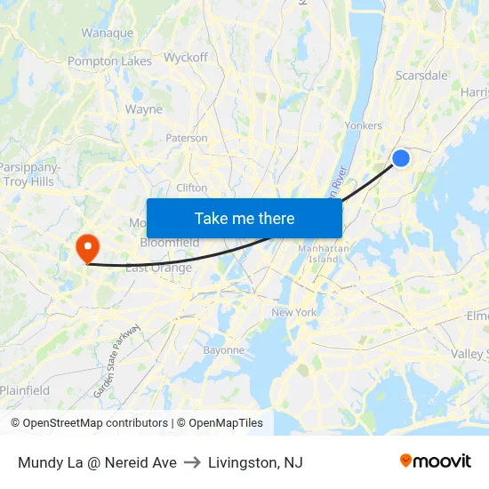 Mundy La @ Nereid Ave to Livingston, NJ map