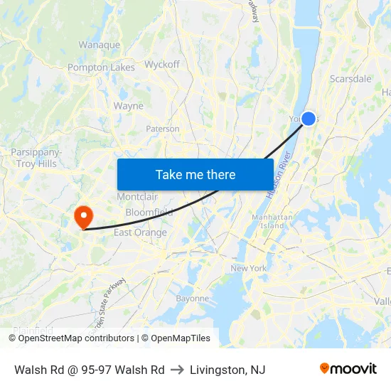 Walsh Rd @ 95-97 Walsh Rd to Livingston, NJ map