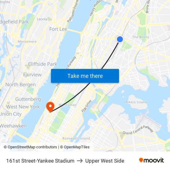 161st Street-Yankee Stadium to Upper West Side map