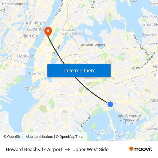 Howard Beach-Jfk Airport to Upper West Side map