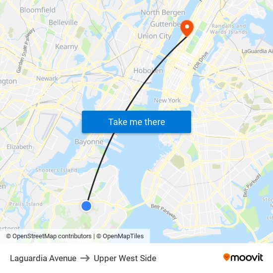 Laguardia Avenue to Upper West Side map
