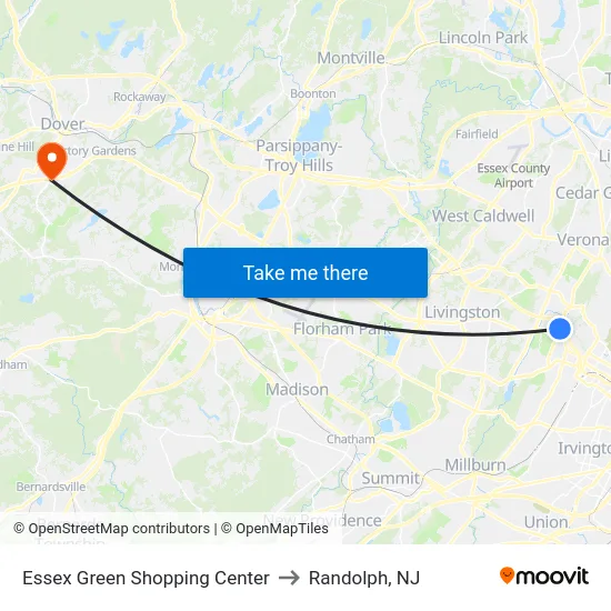 Essex Green Shopping Center to Randolph, NJ map