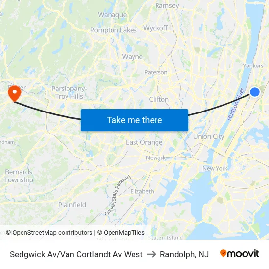 Sedgwick Av/Van Cortlandt Av West to Randolph, NJ map