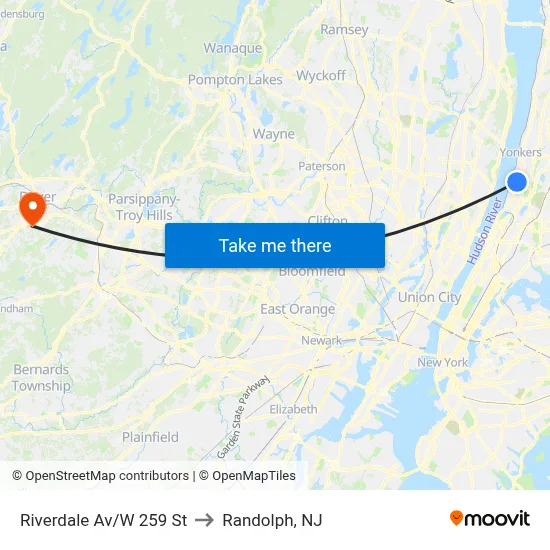 Riverdale Av/W 259 St to Randolph, NJ map
