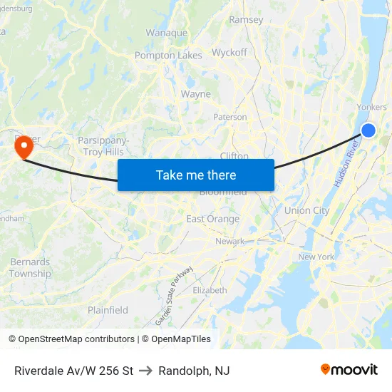 Riverdale Av/W 256 St to Randolph, NJ map