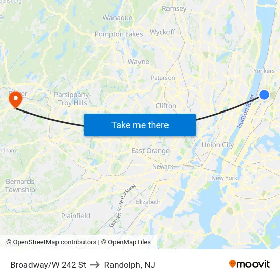 Broadway/W 242 St to Randolph, NJ map