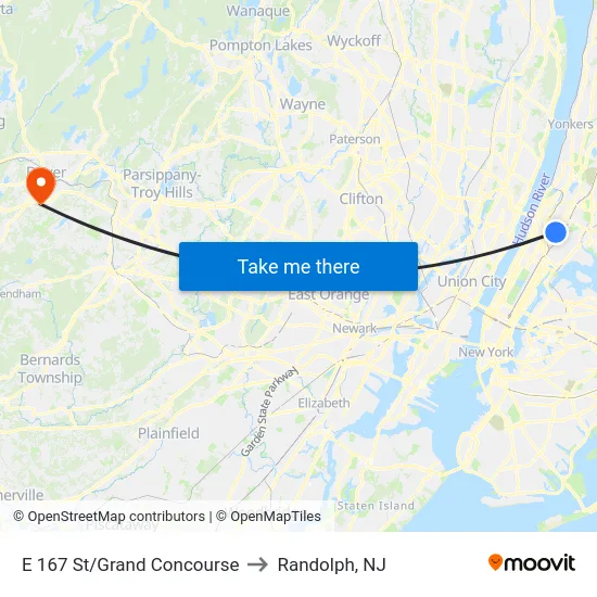 E 167 St/Grand Concourse to Randolph, NJ map