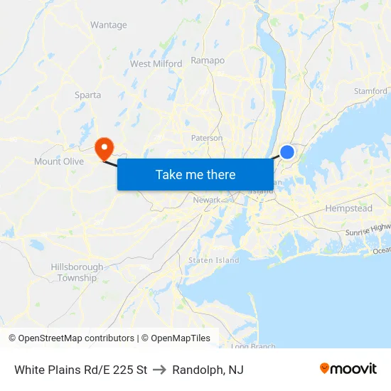 White Plains Rd/E 225 St to Randolph, NJ map