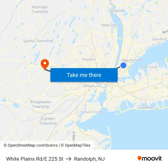 White Plains Rd/E 225 St to Randolph, NJ map