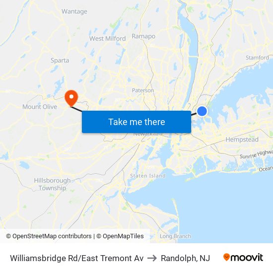 Williamsbridge Rd/East Tremont Av to Randolph, NJ map