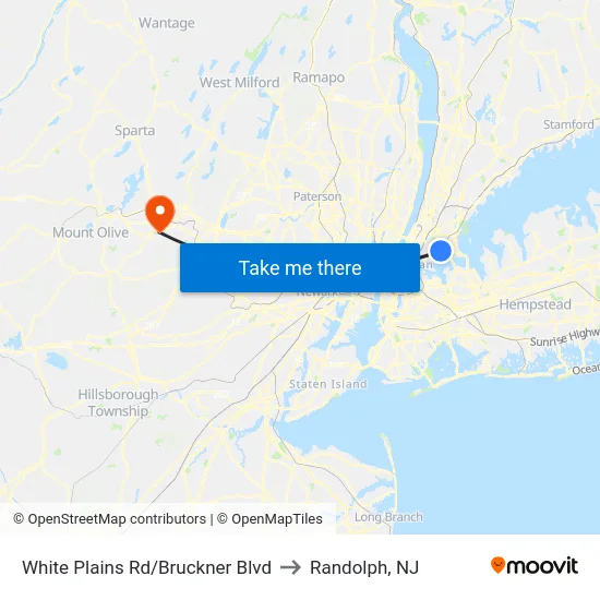 White Plains Rd/Bruckner Blvd to Randolph, NJ map
