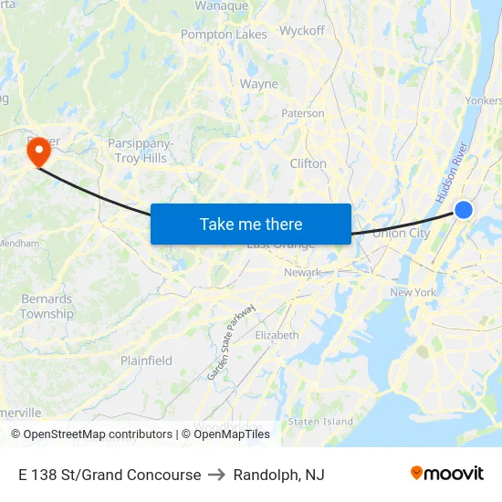 E 138 St/Grand Concourse to Randolph, NJ map