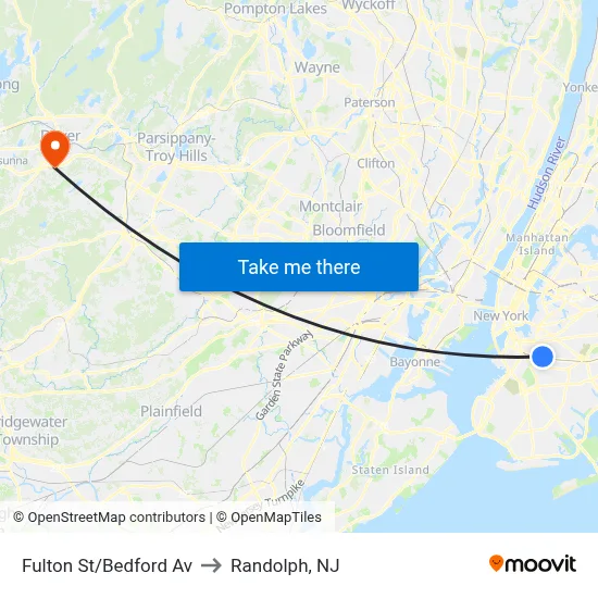Fulton St/Bedford Av to Randolph, NJ map