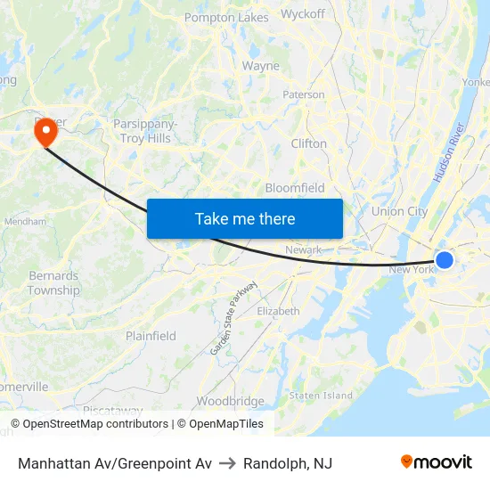 Manhattan Av/Greenpoint Av to Randolph, NJ map