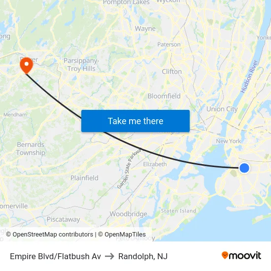 Empire Blvd/Flatbush Av to Randolph, NJ map