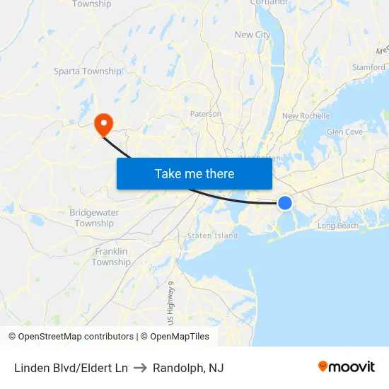Linden Blvd/Eldert Ln to Randolph, NJ map