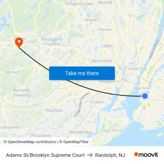 Adams St/Brooklyn Supreme Court to Randolph, NJ map
