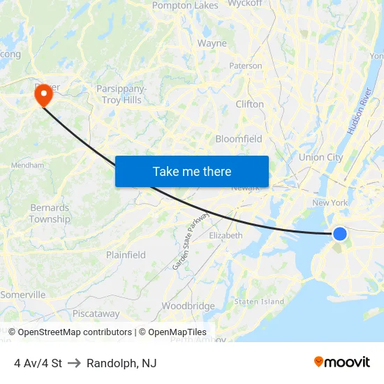 4 Av/4 St to Randolph, NJ map
