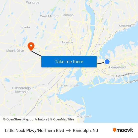 Little Neck Pkwy/Northern Blvd to Randolph, NJ map