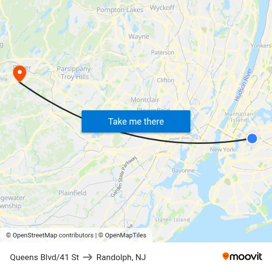 Queens Blvd/41 St to Randolph, NJ map